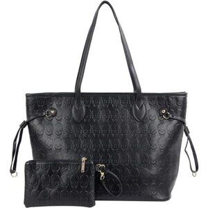 Women Devil Skull Purse Handbags Pu Leather Top-Handle Satchel Shopping Bag